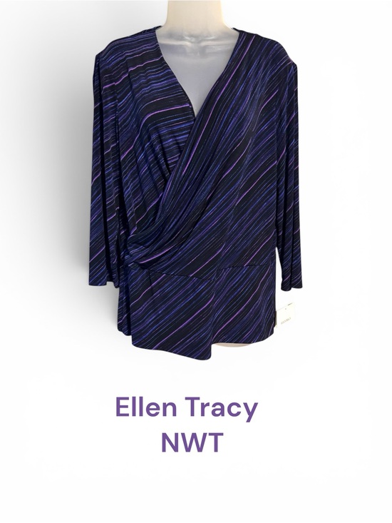 Ellen Tracy Tops - NWT Ellen Tracy Draped Surplice Top Mock Wrap LARGE Bin#14